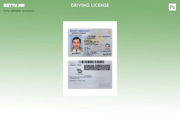 Модерен стил присутен шаблон за возачка дозвола на САД Западна Вирџинија